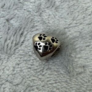 Danbury Mint silver Dog Puppy Paw Heart European Bead Charm